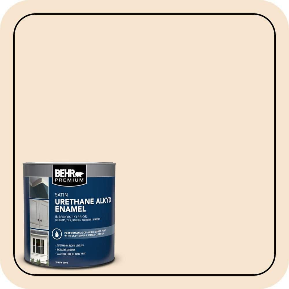 BEHR PREMIUM 1 qt. #OR-W03A Peach Meringue Satin Enamel Urethane Alkyd Interior/Exterior Paint