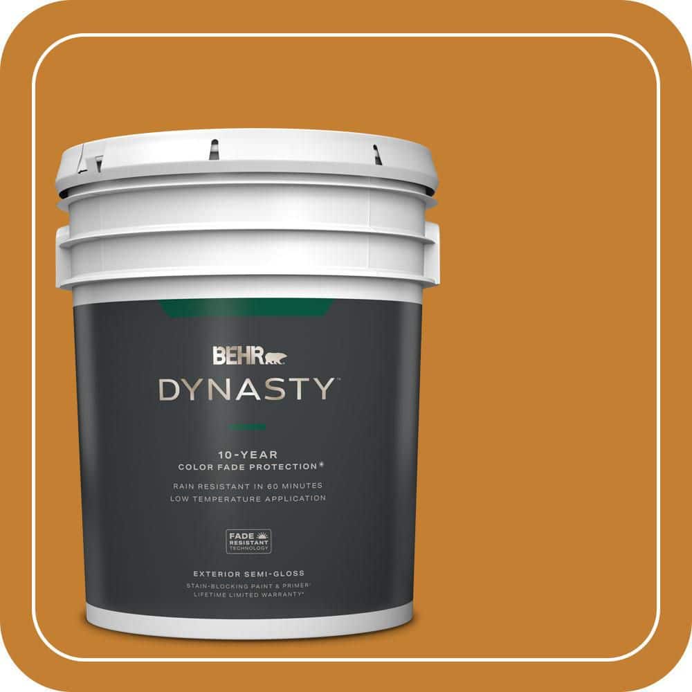 BEHR DYNASTY 5 gal. #S-H-290 Exotic Honey Semi-Gloss Exterior Stain-Blocking Paint & Primer