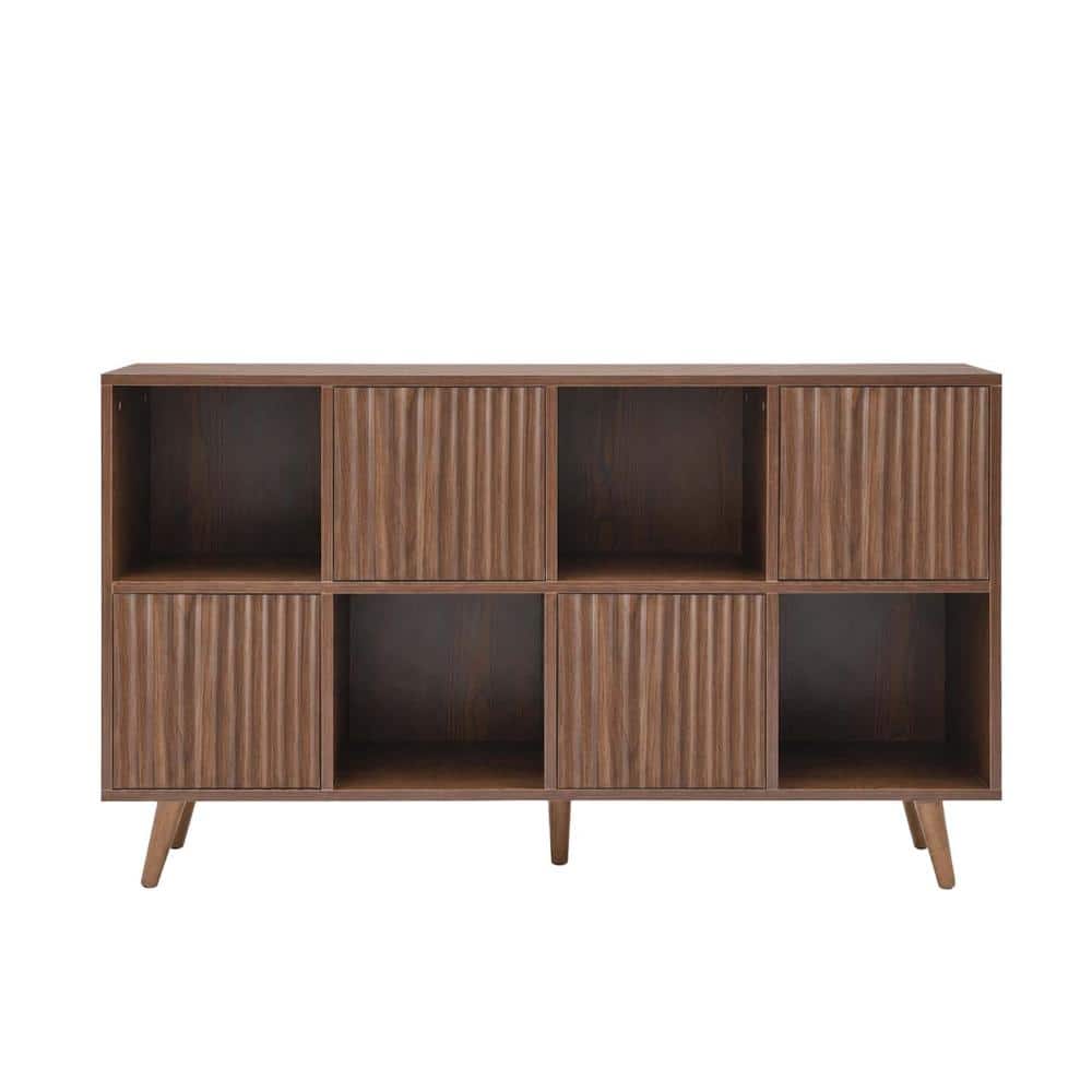 COWLOWN 47.24 in. W x 11.81 in. D x 27.44 in. H Walnut Linen Cabinet with 4 Doors (1)