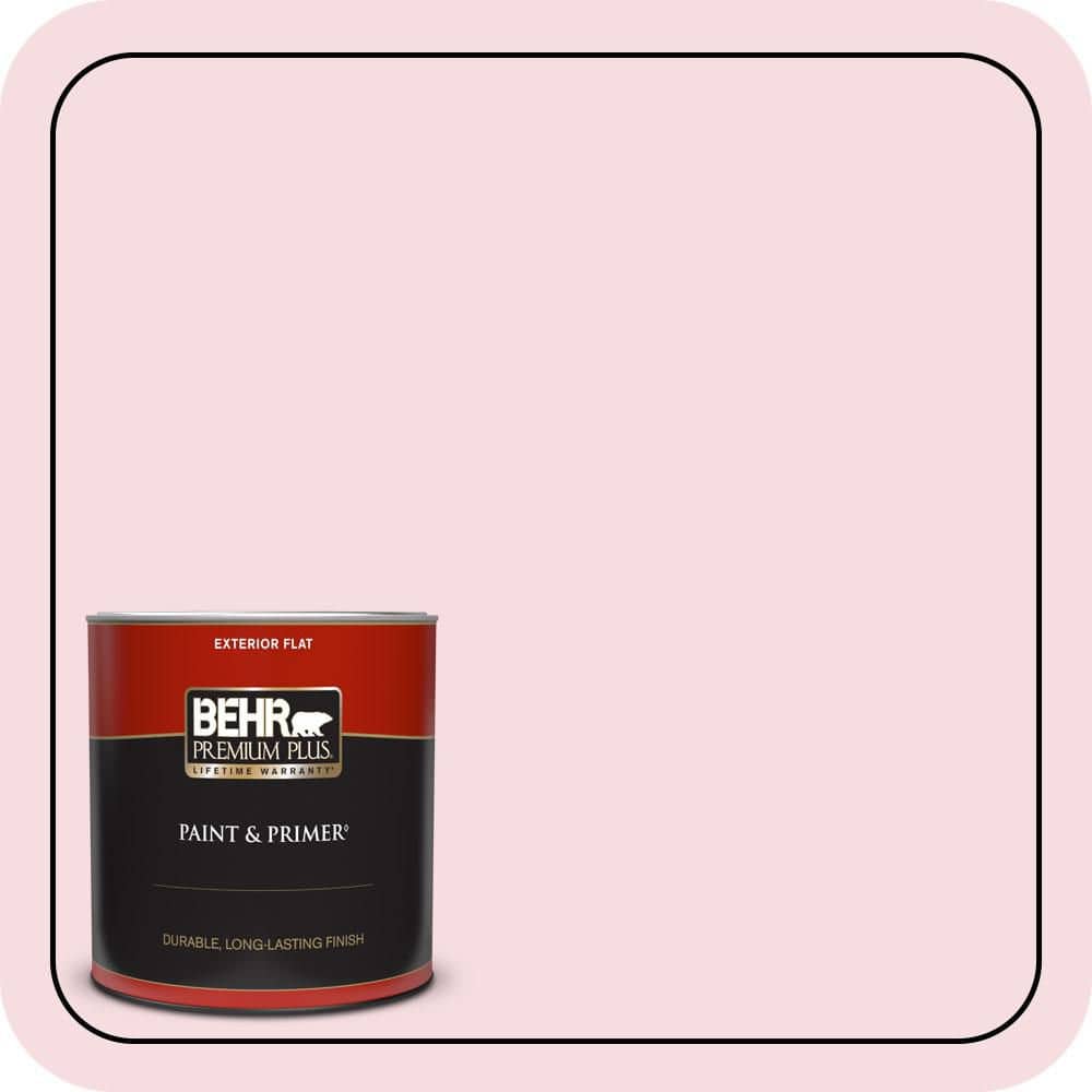 BEHR PREMIUM PLUS 1 qt. #P150-1 Blowing Kisses Flat Exterior Paint & Primer