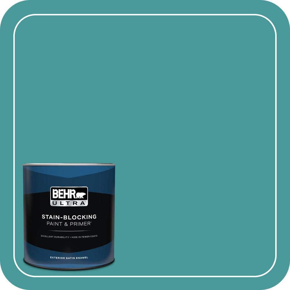 BEHR ULTRA 1 qt. #510D-6 Aquatic Green Satin Enamel Exterior Paint & Primer