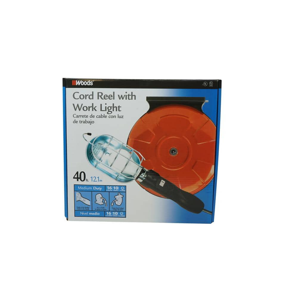 Southwire 75-Watt 40 ft. 16/3 SJTW Incandescent Guarded Trouble Work Light with Retractable Cord Reel (2)