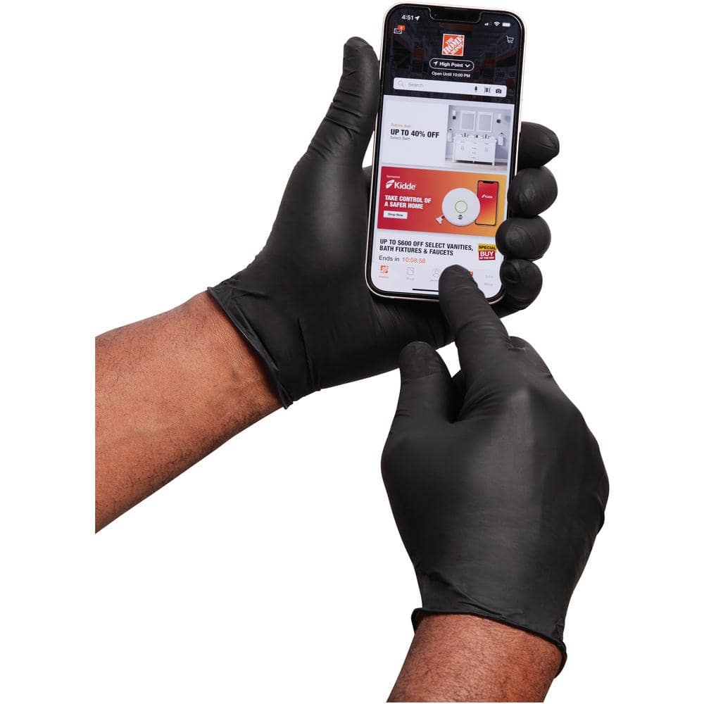 HDX Pop-N-Go Black Disposable Heavy Duty Nitrile Gloves, Size Large (80-Count) (2)