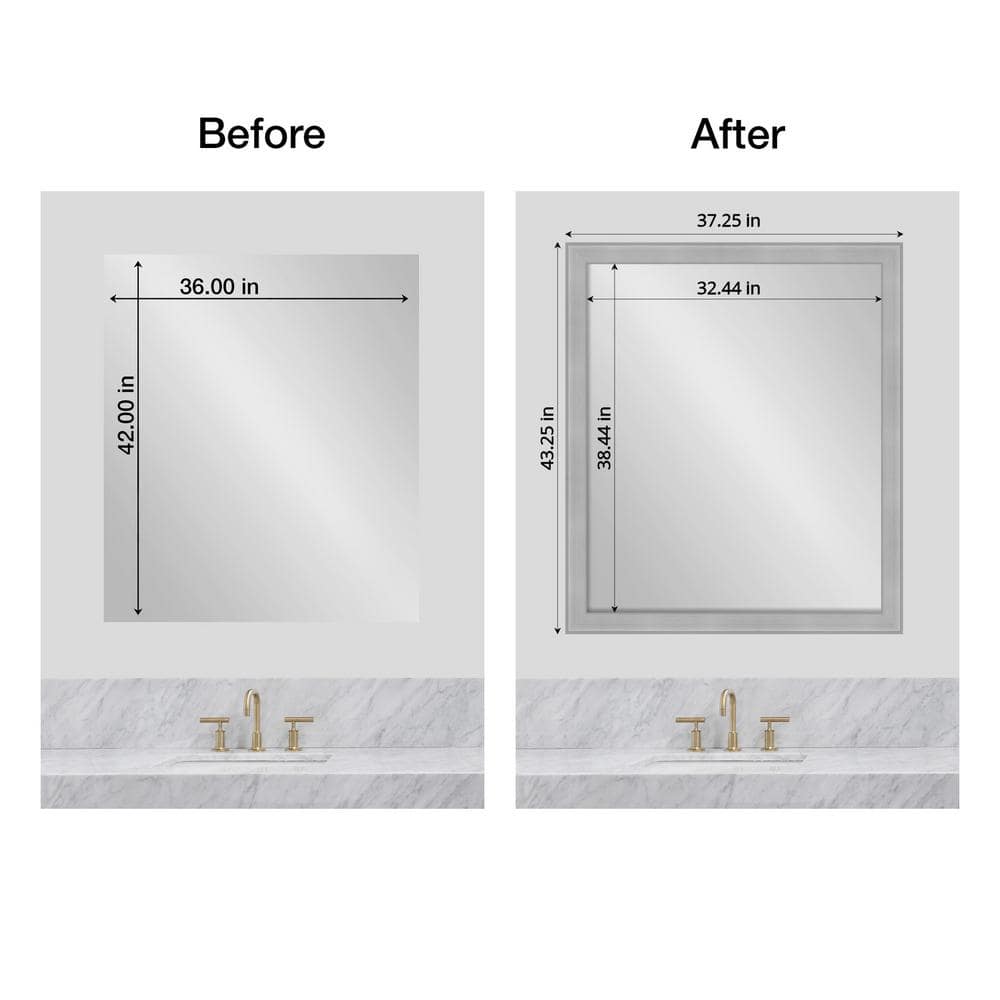 Amanti Art Mirror Makeover VistBrushed Nickel 43.25 in. W x 37.25 in. H Bathroom Mirror Frame Border Kit-Fits a 42 x 36 Mirror (2)