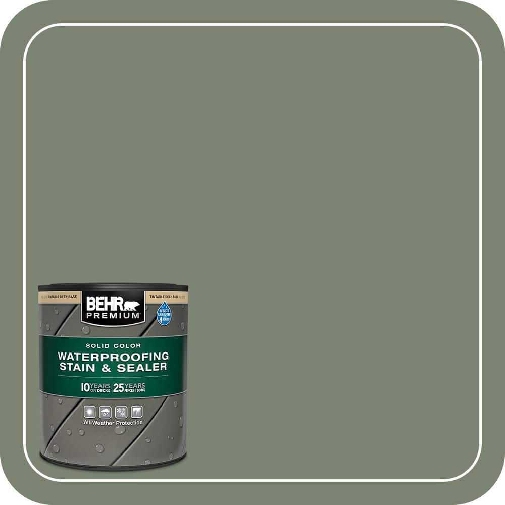 BEHR PREMIUM 1 qt. #ICC-77 Sage Green Solid Color Waterproofing Exterior Wood Stain and Sealer (1)