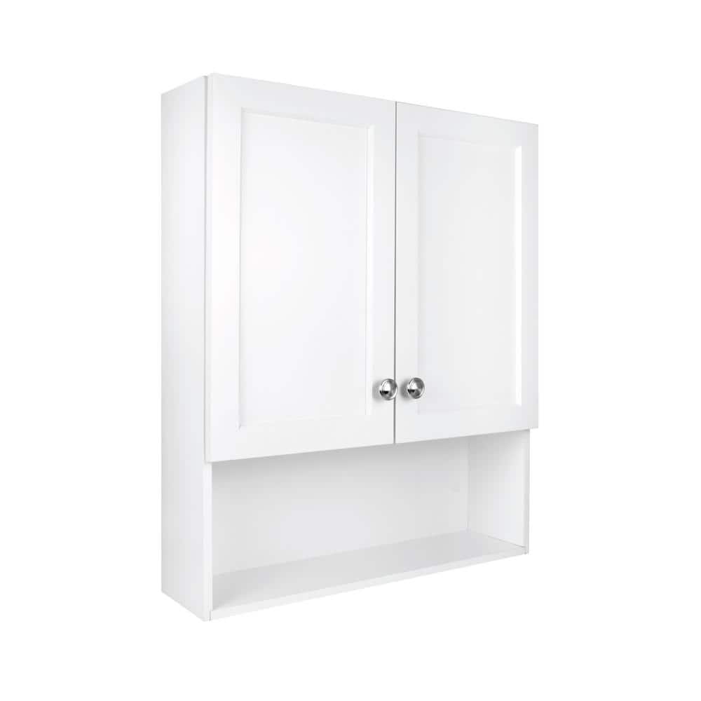 Glacier Bay 22-7/8 in. W. x 27-7/8 in. H Framed Surface-Mount Rectangular Bathroom Medicine Cabinet with Mirror, White (2)