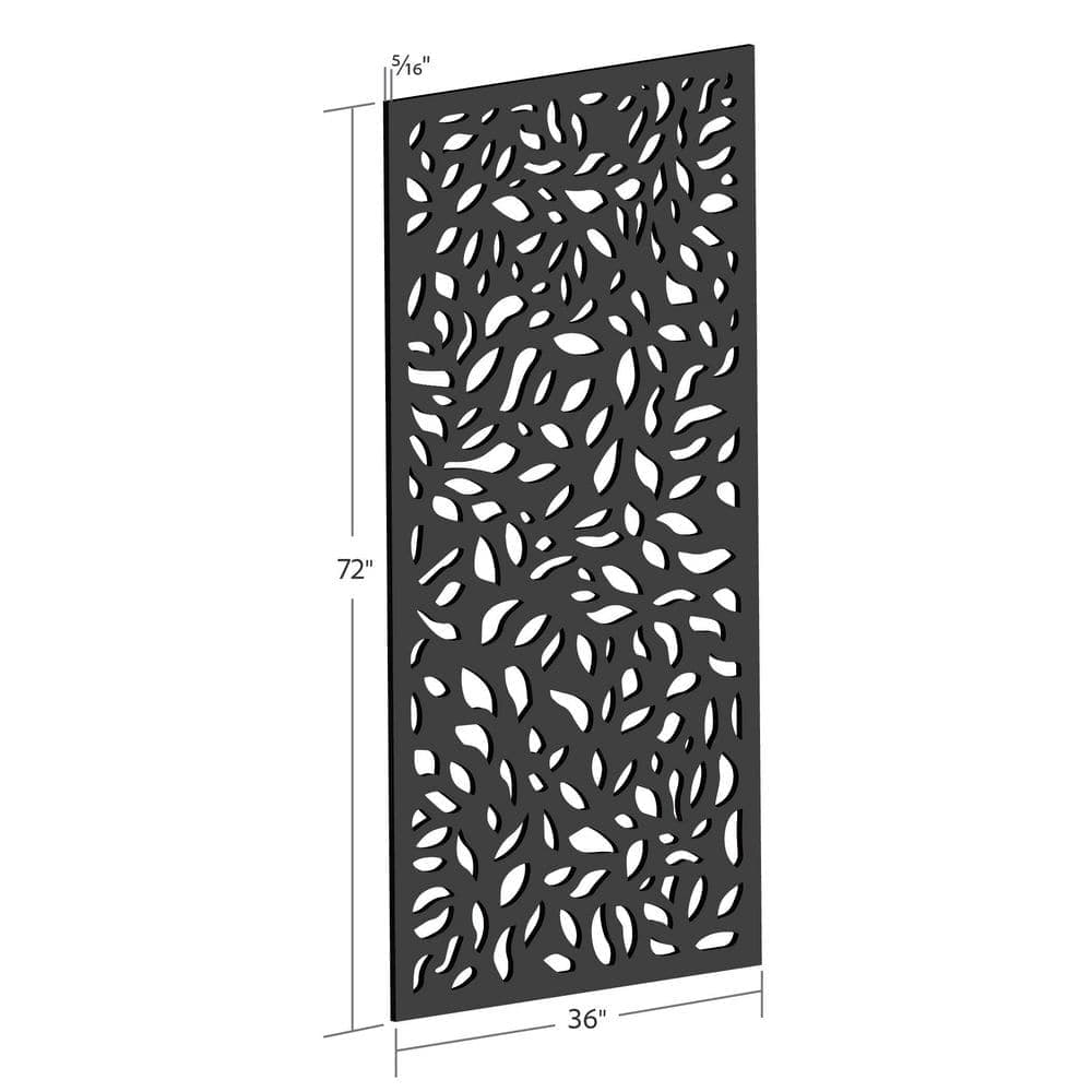 DESIGN VU Evergreen 6 ft. x 3 ft. Charcoal Recycled Polymer Decorative Screen Panel, Wall Decor and Privacy Panel (2)
