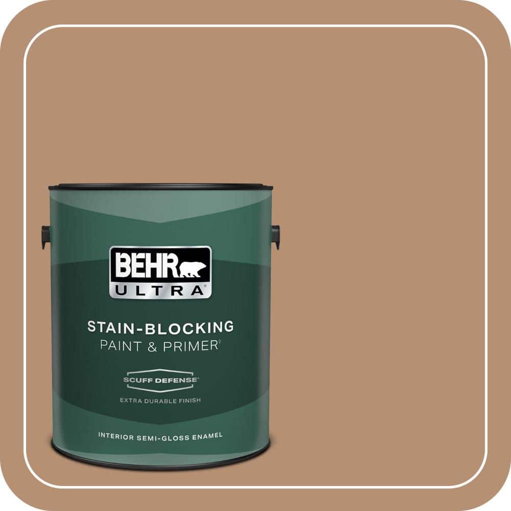 BEHR ULTRA 1 gal. #T13-7 Tan-Gent Extra Durable Semi-Gloss Enamel Interior Paint & Primer