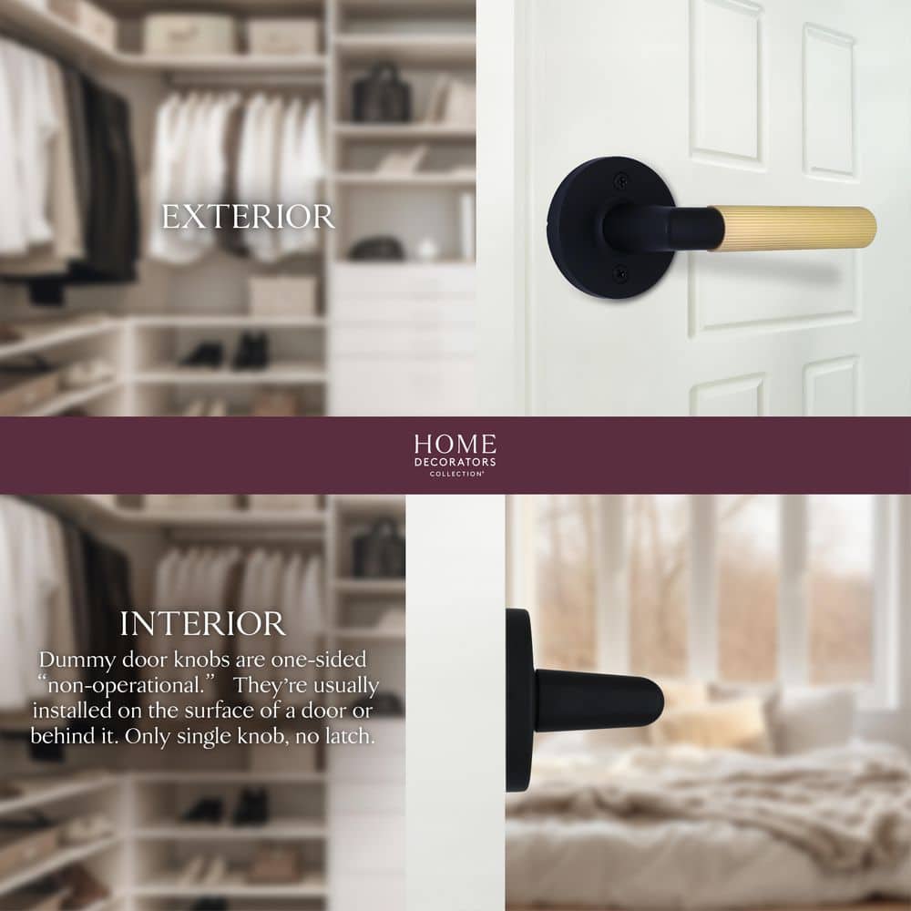 Home Decorators Collection Downing Matte Black/Brushed Gold Dummy Ribbed Door Handle (2)