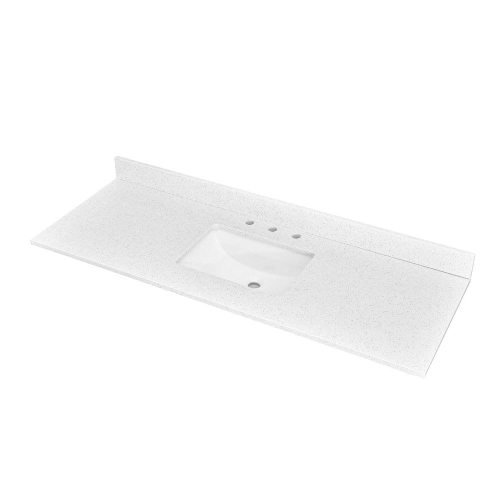 LANDOLT Galaxy Grain 60 in. W 22 in. D Quartz Rectangular Single Sink Bathroom Vanity Top (2)