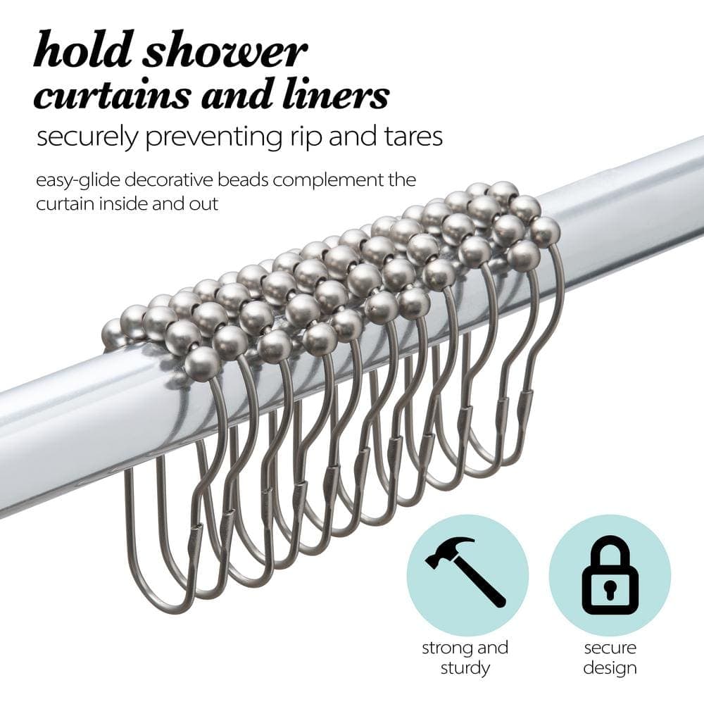 Bath Bliss Shower Curtain Rings in Satin Nickel (12-Pack) (2)