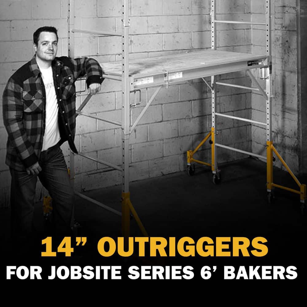 14 in. Scaffold Outriggers with 5 in. Heavy Duty Caster Wheels, Compatible with Metaltech Baker Scaffolding, 4-Pack (2)
