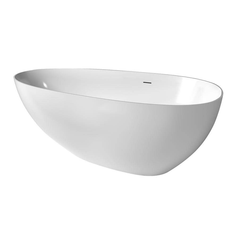 Zeus & Ruta Luxury 35.5 in. Stone Resin Soaking Bathtub with Center Drain (1)