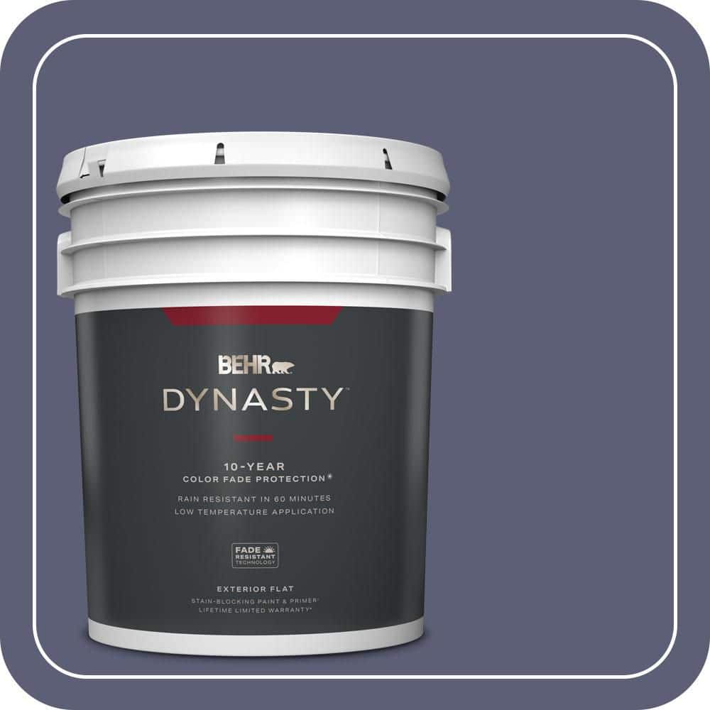 BEHR DYNASTY 5 gal. #S560-6 Blue Blood Flat Exterior Stain-Blocking Paint & Primer