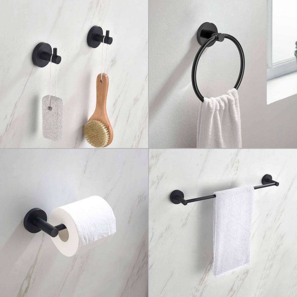KIBI 5-Piece Bathroom Hardware Set with Towel/Robe Hook Toilet Paper Holder Towel Ring Towel Bar/Rack (3)