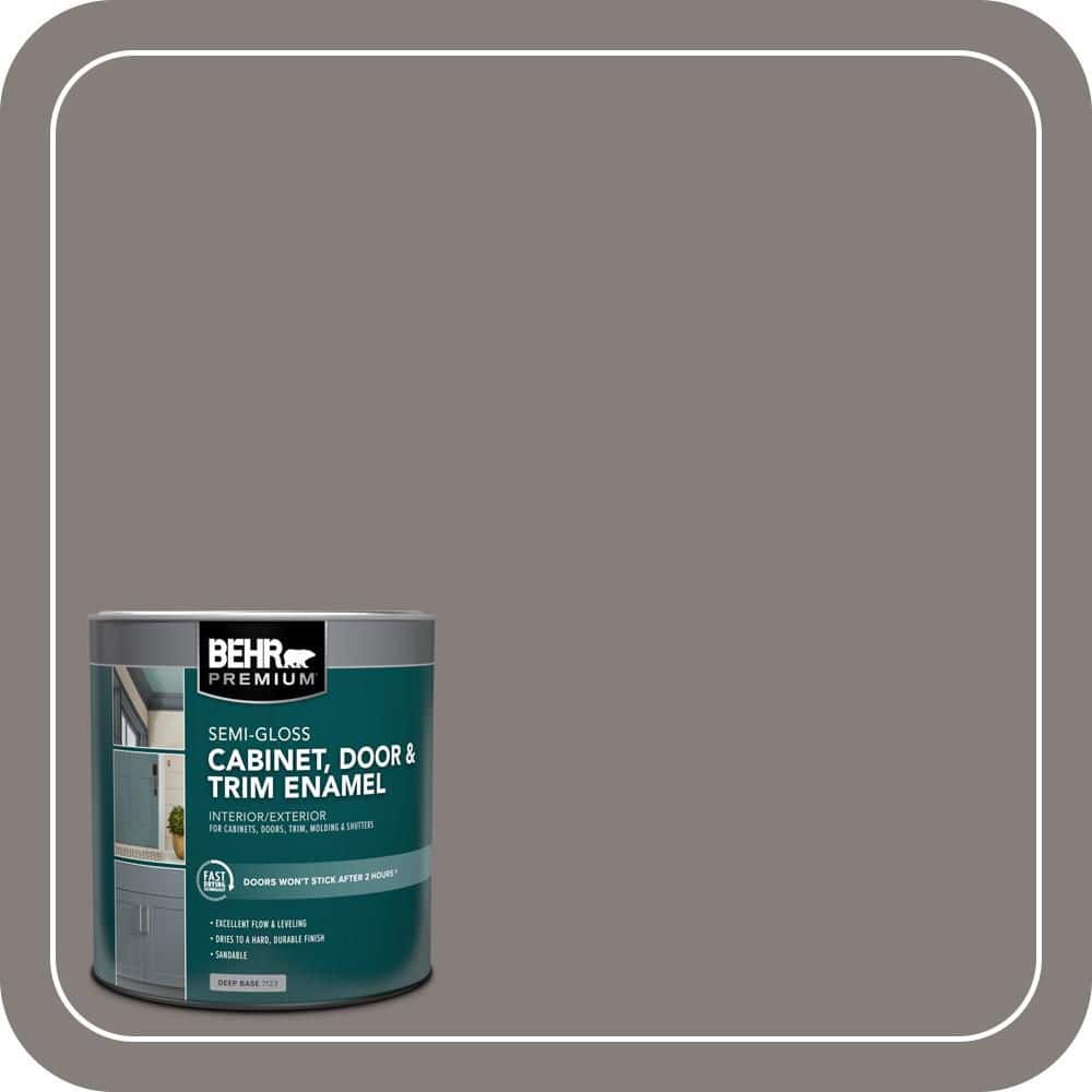 BEHR PREMIUM 1 qt. #PPU18-17 Suede Gray Semi-Gloss Enamel Interior/Exterior Cabinet, Door & Trim Paint