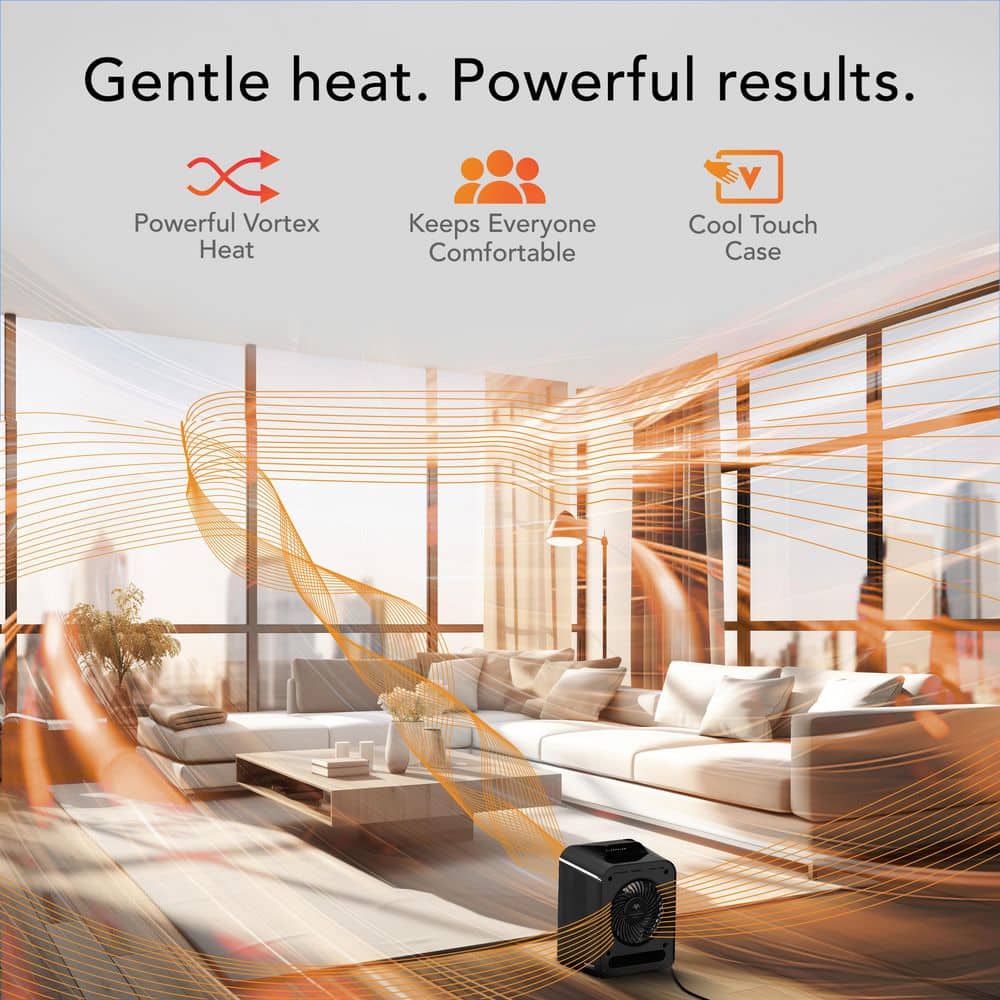Vornado Forced Air Velocity 5 Whole Room 1500-Watt 5118 BTU Electric Space Fan Electric Heater Furnace, Black (2)