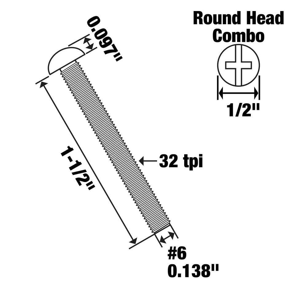 Everbilt #6-32 x 1-1/2 in. Phillips-Slotted Round-Head Machine Screws (20-Pack) (3)
