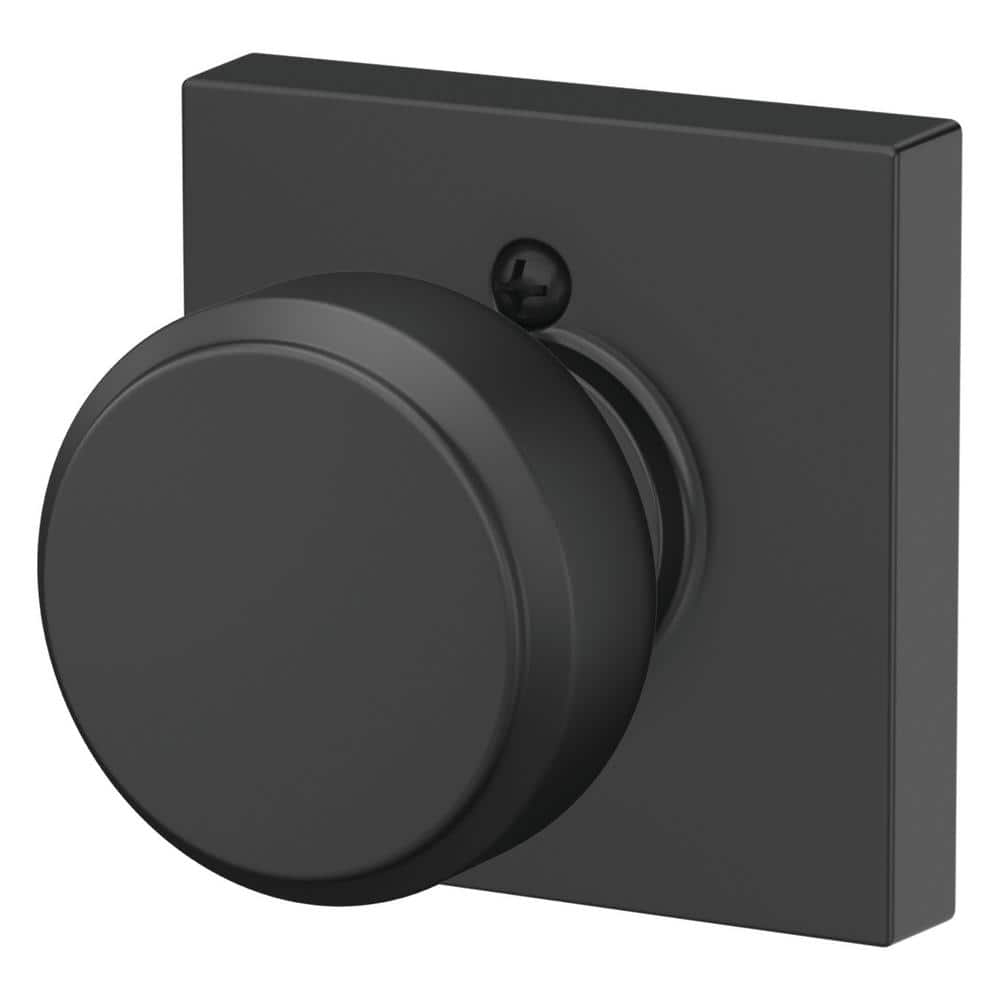 Schlage Bowery Matte Black Dummy Door Knob with Collins Trim (2)