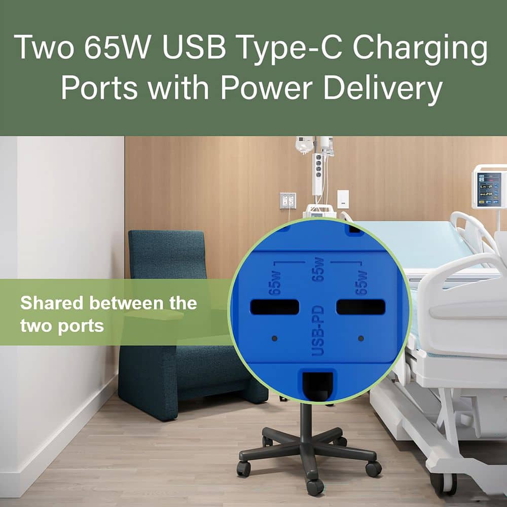 Legrand Amp Tamper Resistant 65-Watt Hospital Grade Power Delivery USB Type C Duplex Outlet (4)