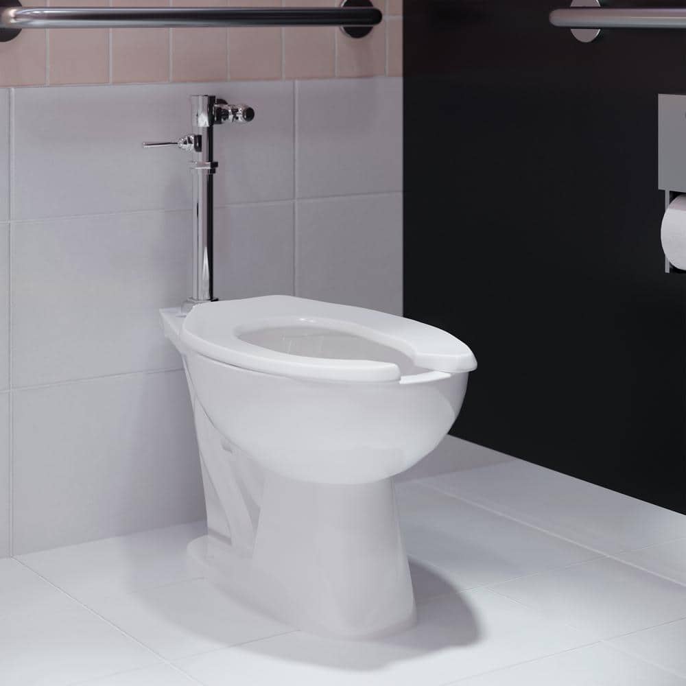 Swiss Madison Sirene Floor-Mounted Comfort Height Commercial Elongated Top Flush Spud Flushometer Toilet Bowl Only in. Glossy White