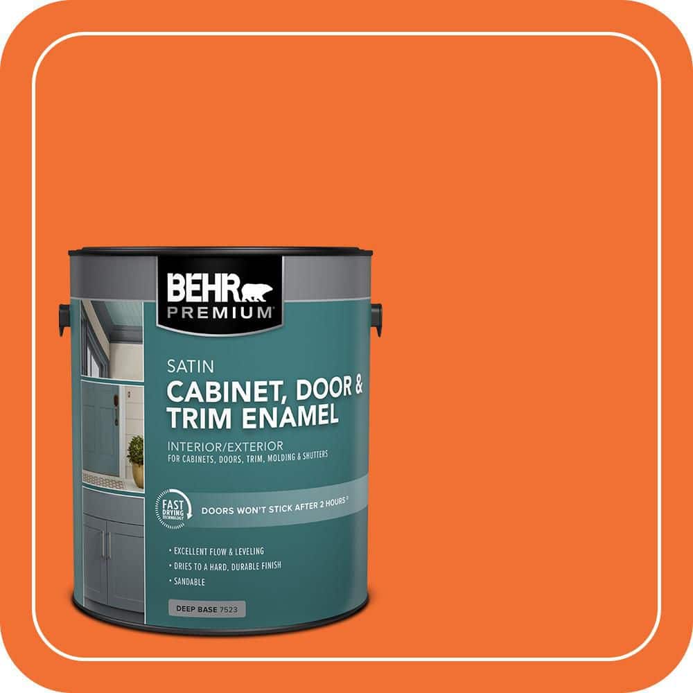 BEHR PREMIUM 1 gal. #S-G-240 Dragon Fire Satin Enamel Interior/Exterior Cabinet, Door & Trim Paint