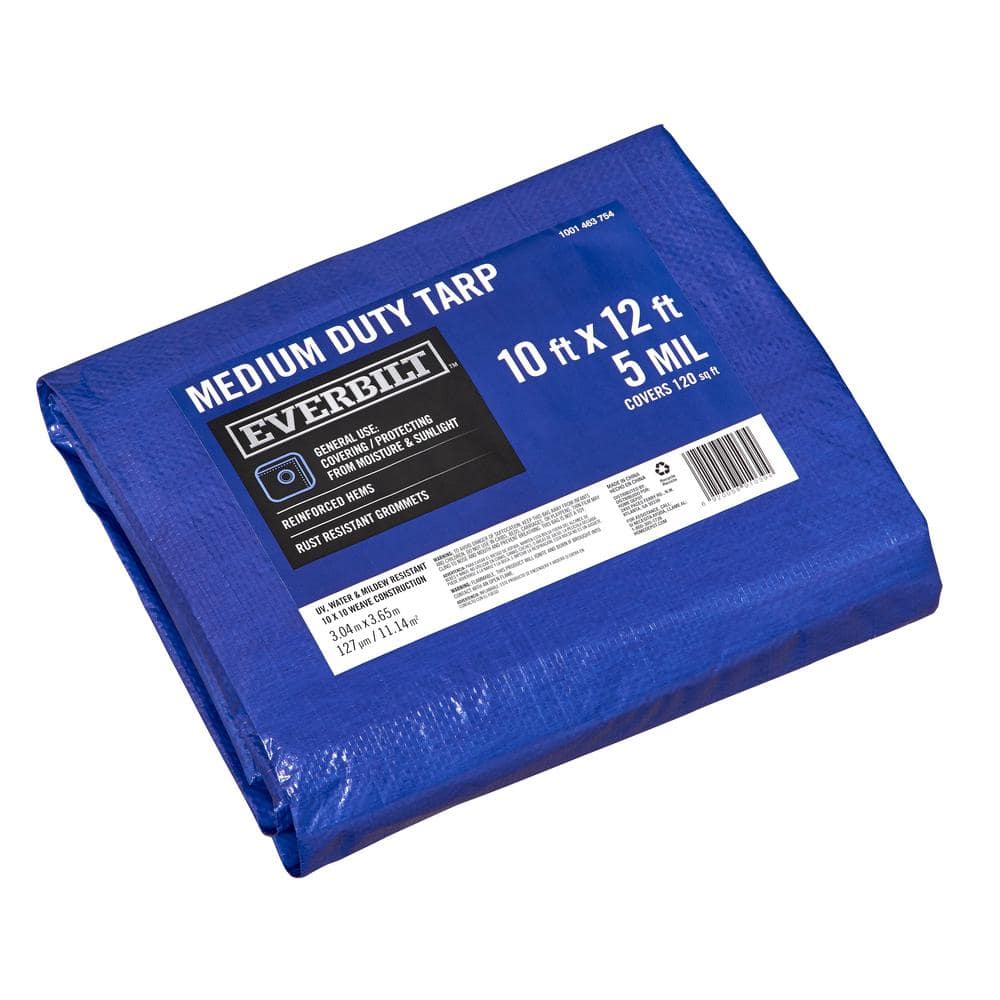 Everbilt 10 ft. x 12 ft. Blue Medium Duty Tarp