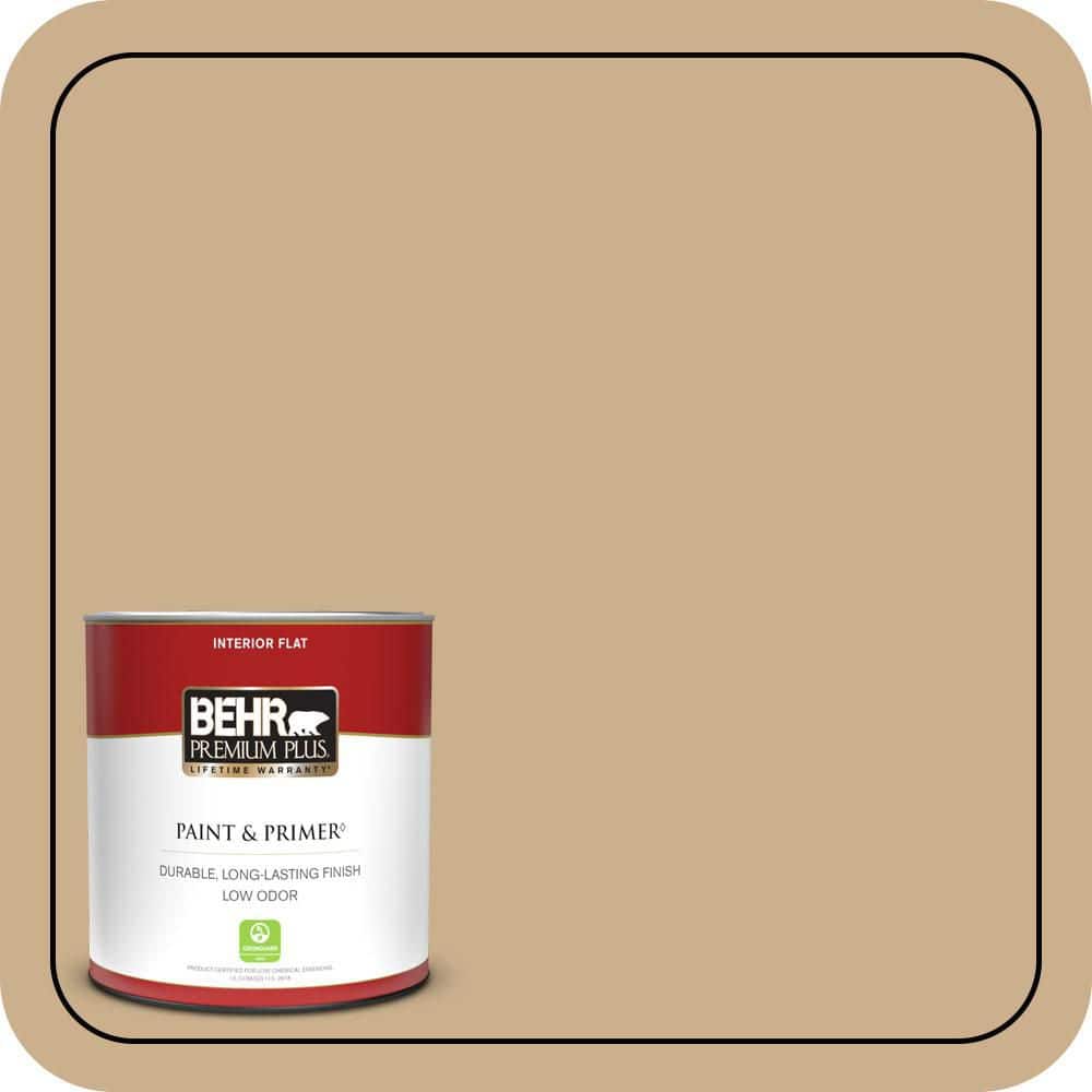 BEHR PREMIUM PLUS 1 qt. #PPU7-20 Raffia Ribbon Flat Low Odor Interior Paint & Primer