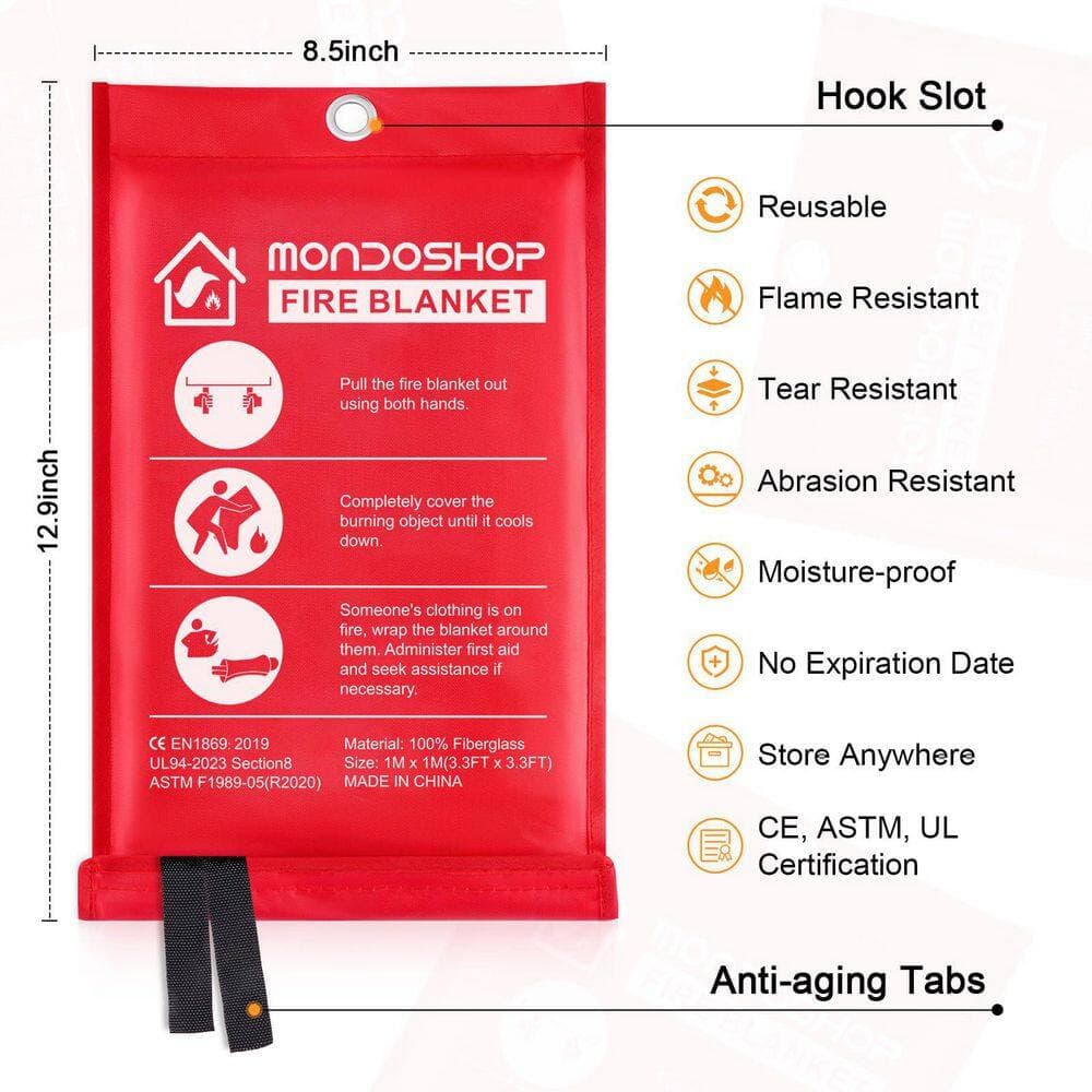 Laybus 8 Pcs Emergency Fire Blanket for Camping Grill, Fire Retardant Blankets for Home Kitchen for Picnic, Grill, Car, Office (2)