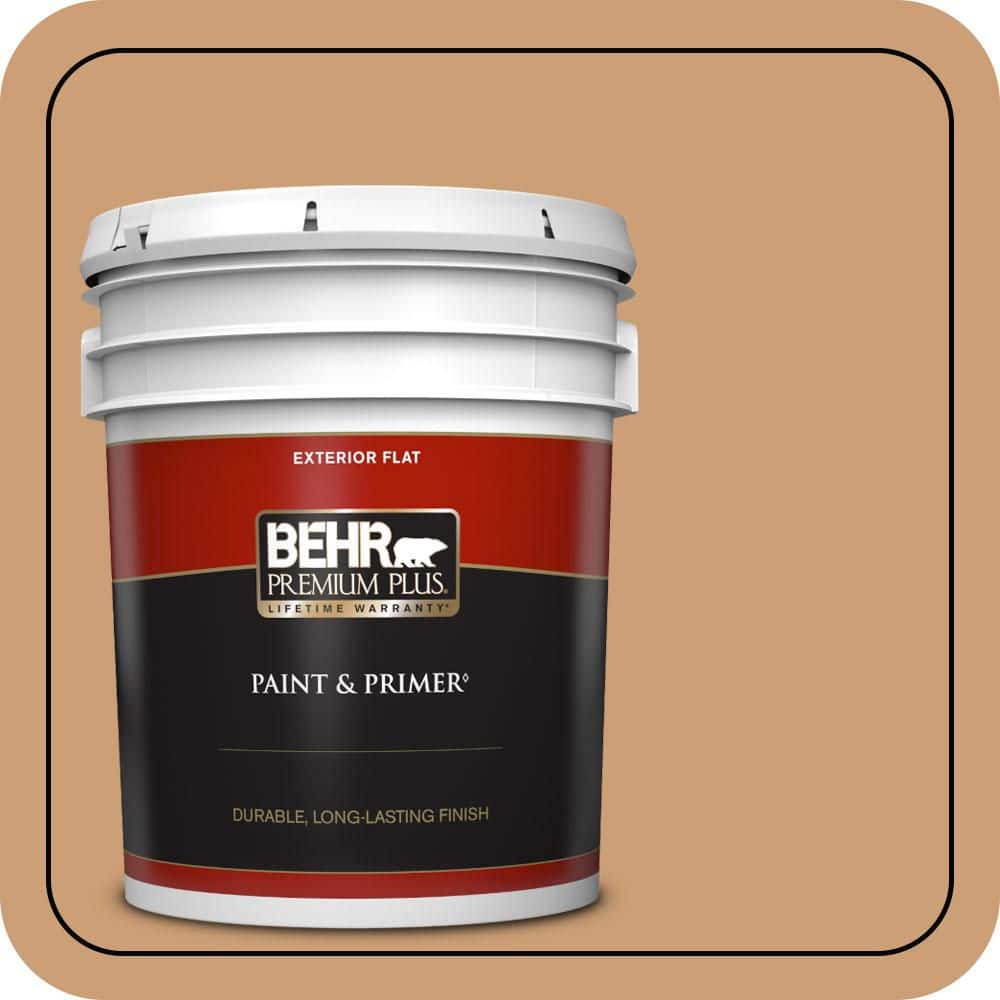 BEHR PREMIUM PLUS 5 gal. #S250-4 Fresh Croissant Flat Exterior Paint & Primer