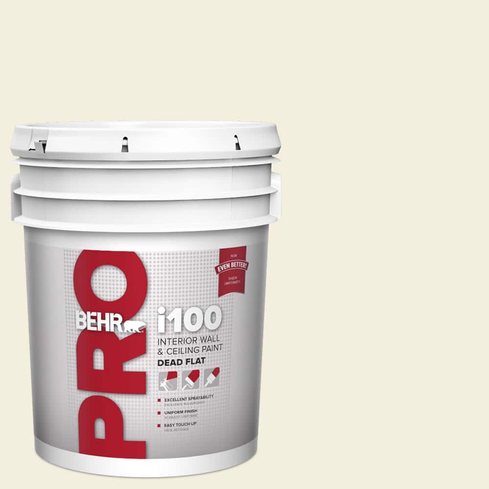 BEHR PRO 5 gal. #GR-W01 White Wool Dead Flat Interior Paint (1)