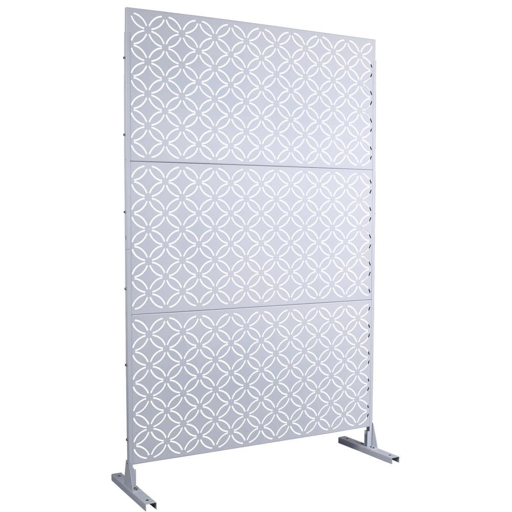 Sudzendf Outdoor and Indoor Freestanding Decorative Privacy Screen Metal Privacy Screen, Fence Panels in White