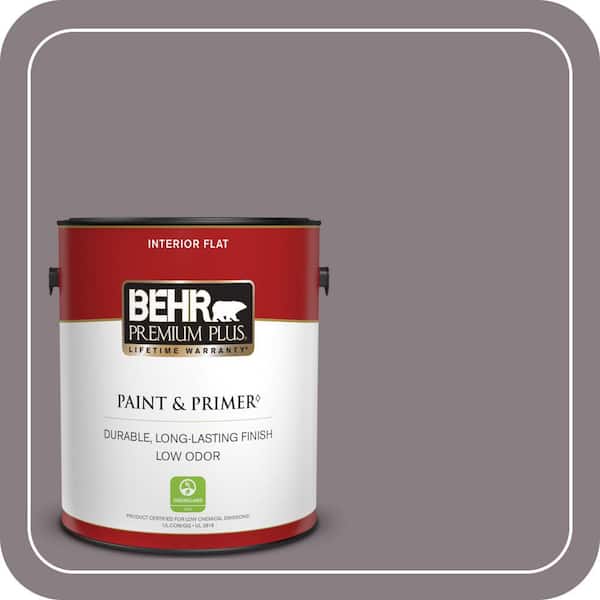 BEHR PREMIUM PLUS 1 gal. #N570-4 Classy Plum Flat Low Odor Interior Paint & Primer (2)