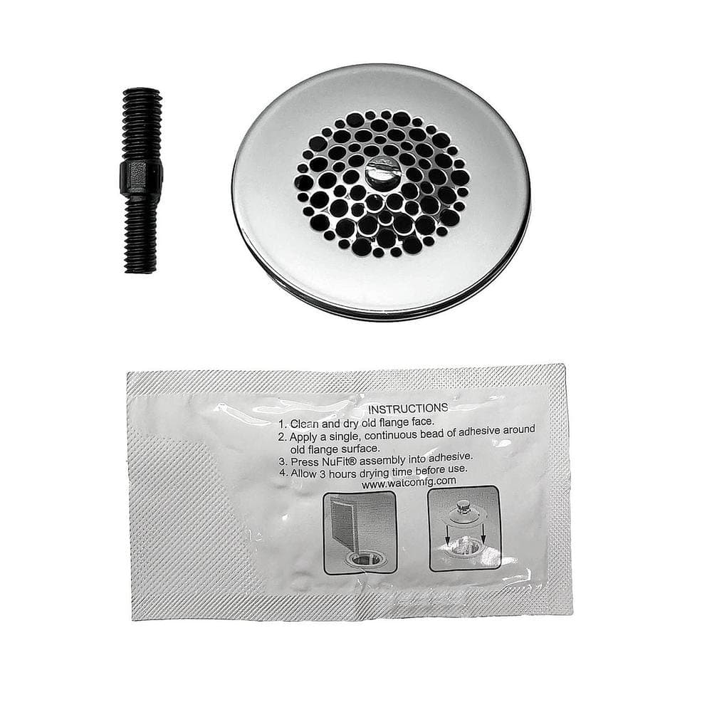 Watco 3/8 in. to 5/16 in. SimpliQuick Tub Fix Hair Catcher with Grid, Silicone and Combo Pin in Chrome (1)