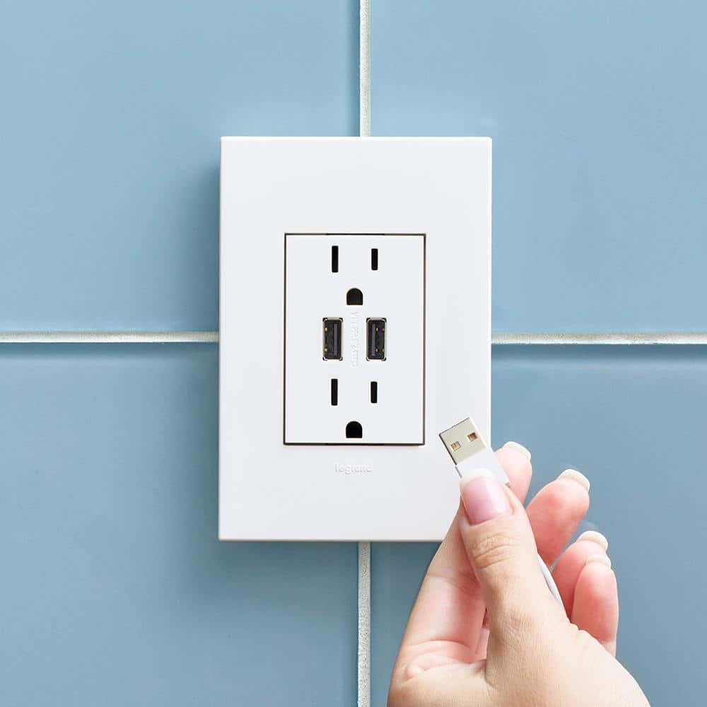 Legrand adorne Amp 125-Volt Dual USB Plus-Size Duplex Outlet with Wall Plate (2)