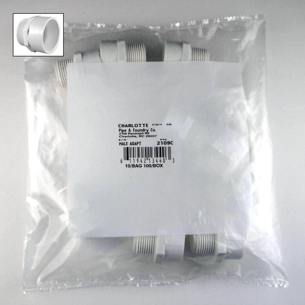 Charlotte Pipe 3/4 in. PVC Sch. 40 S x MPT Male Adapter (10-Pack)