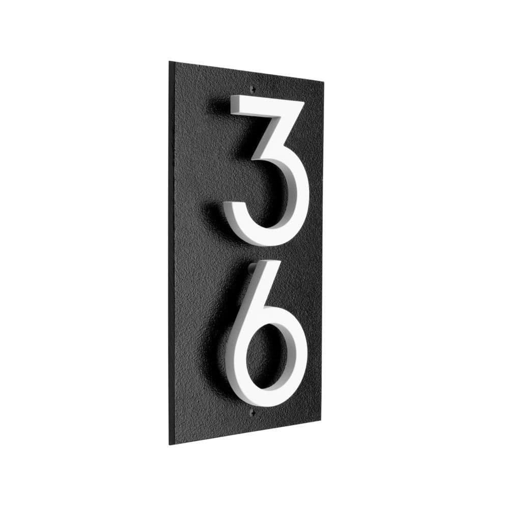 Whitehall Products Floating Stand-Off 2-Number Vertical Sign Black with White Modern Font Numbers