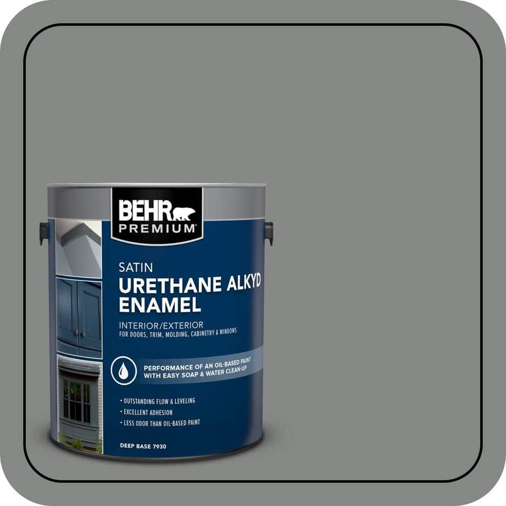 BEHR PREMIUM 1 gal. #PPU25-17 Euro Gray Urethane Alkyd Satin Enamel Interior/Exterior Paint