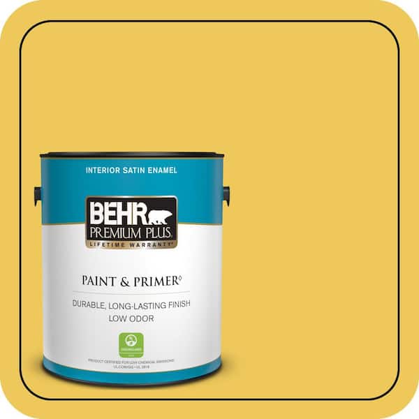 BEHR PREMIUM PLUS #390B-6 Citrus Zest Enamel Interior/ & Primer Color Sample (2)