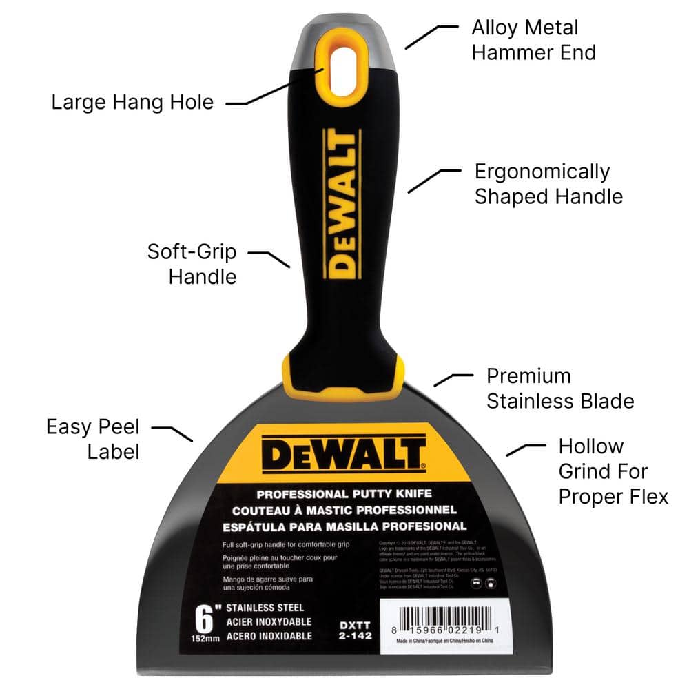 DEWALT 6 in. Stainless Steel Putty Knife with Soft Grip Handle (2)