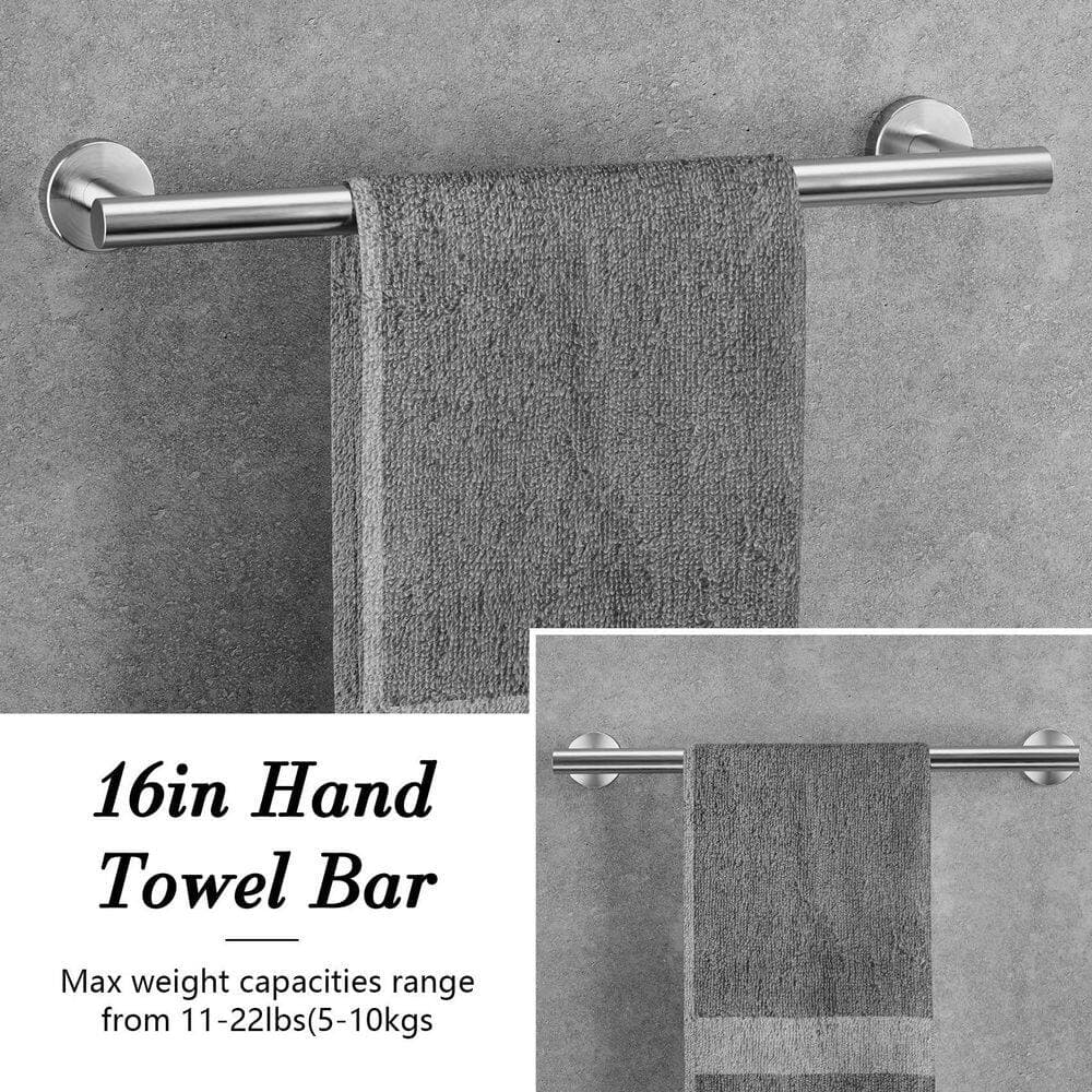 Anqtovp 14-Piece Bathroom Hardware Set with Wall-Mounted Towel Racks in Brushed Nickel Stainless Steel Finish (2)