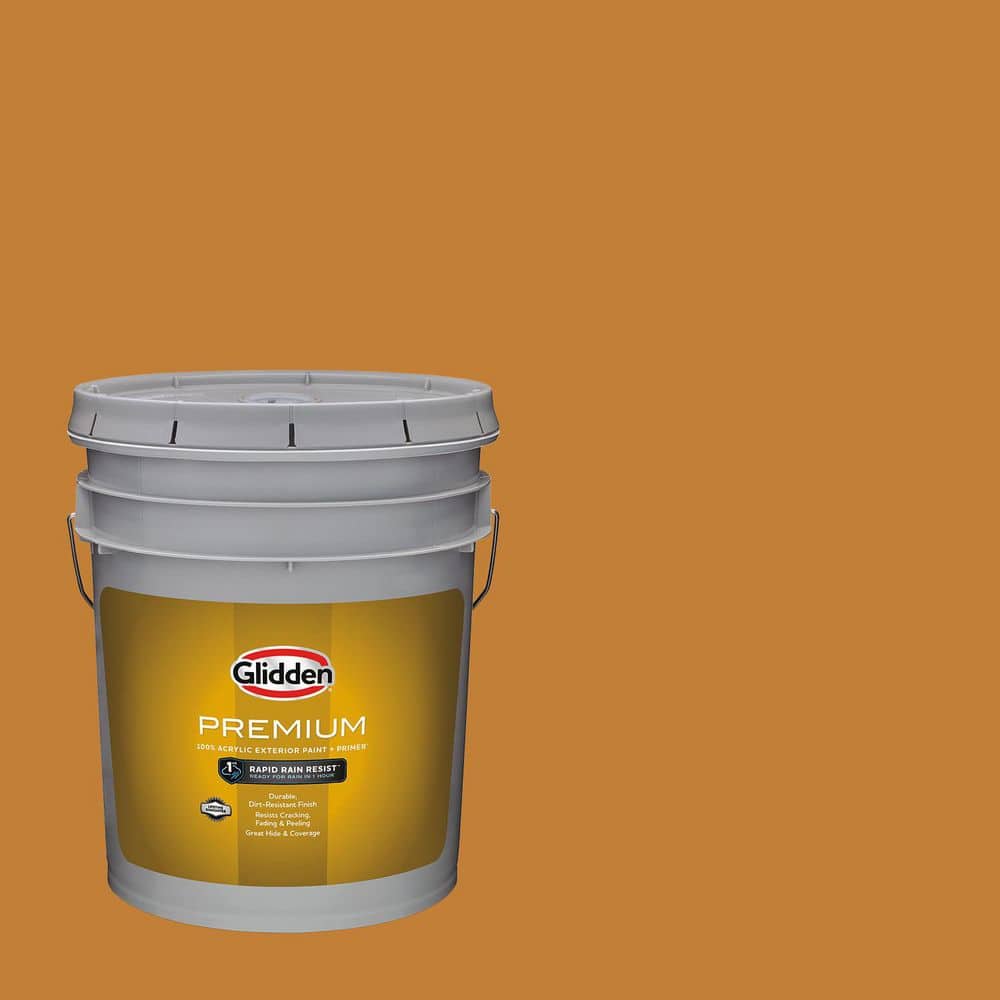 Glidden Premium 5 gal. PPG1202-7 Ginger Beer Flat Exterior Latex Paint