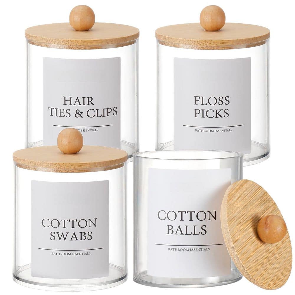 Numhew 4-Pack Bathroom Organizers and Storage, Bathroom Accessories Bathroom Decor Bathroom Storage Organization in Bamboo Lids (1)