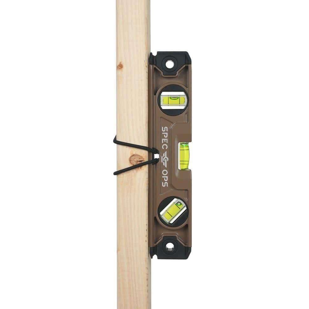 SPEC OPS 10 in. Magnetic Torpedo Level, Tourniquet Bungee System, 33% Larger Block Vials, Aluminum, 3% Donated to Veterans (1)