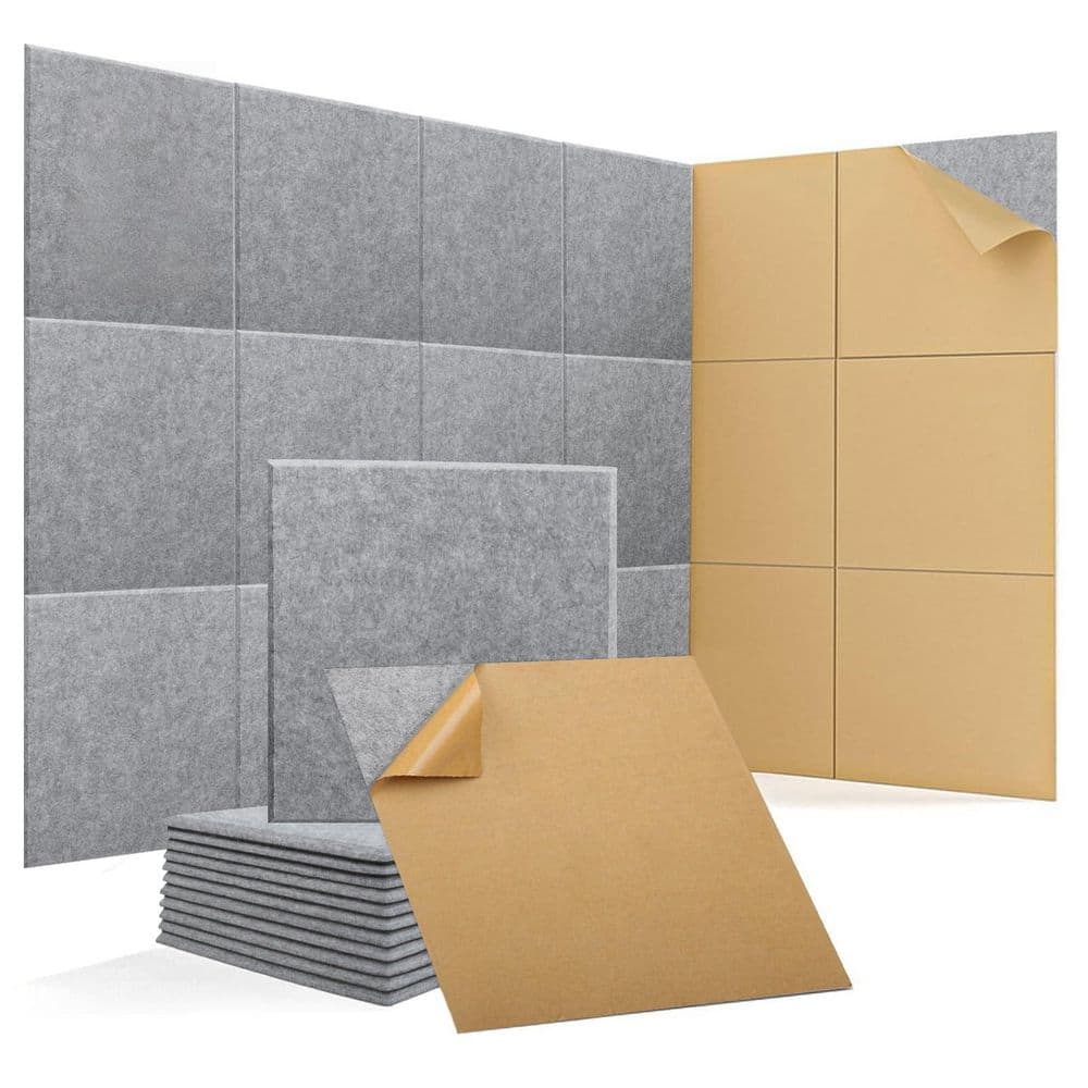 xinyoec 12 in. Dark Grey Acoustic Wall Panels, Soundproofing Panels with Self-Adhesive Backing for Noise Reduction (12-Pack) (1)