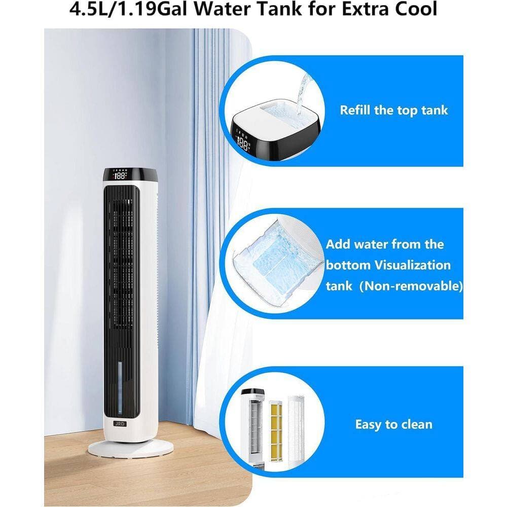 Adrinfly 12H Timer 41 in. Portable Evaporative Cooler 3-in-1 Bladeless Fan with 3-Speed, 5-Modes, 80° Oscillation, Remote Control (2)