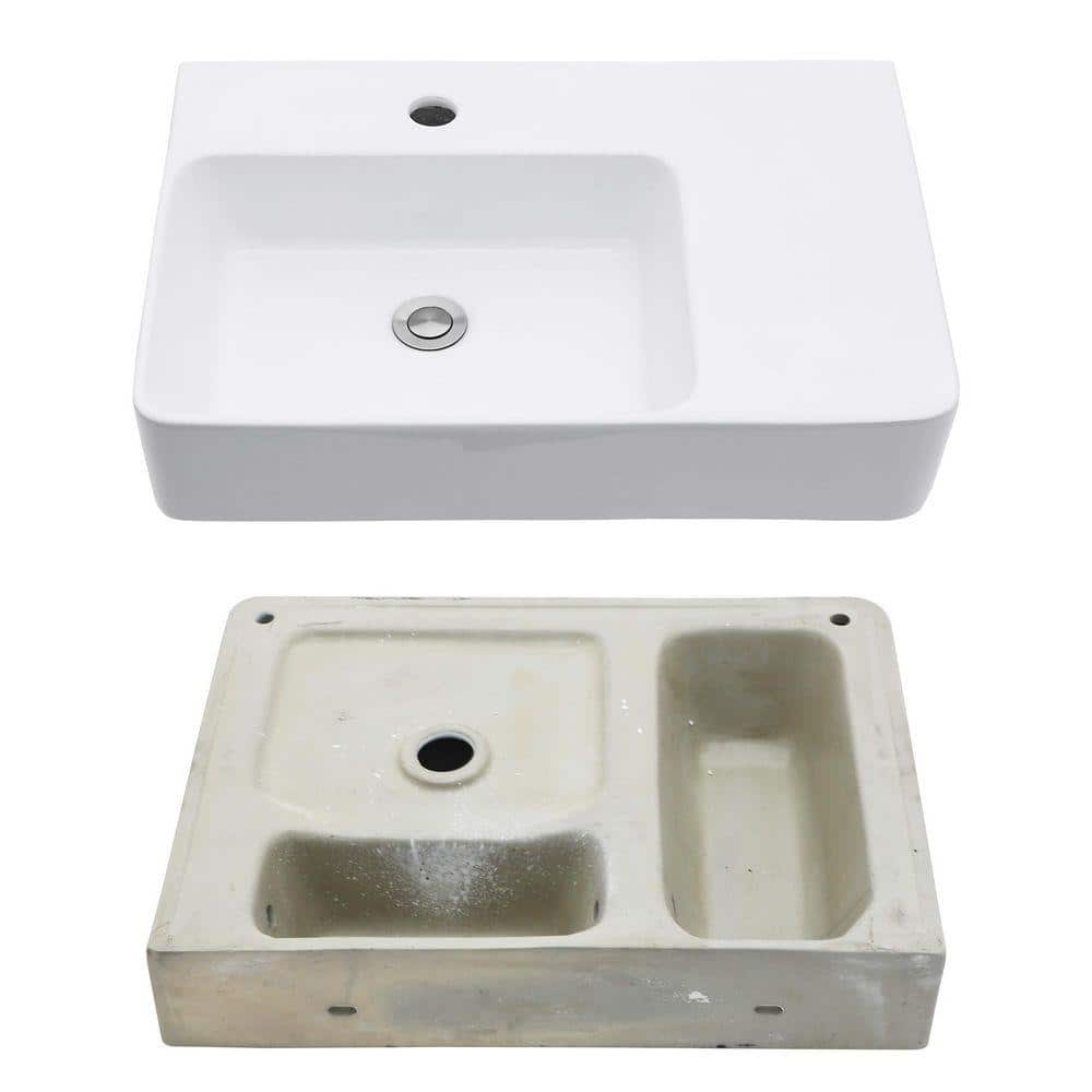Sarlai 23 in. Ceramic Rectangular Wall-Mount Bathroom Sink with Single Faucet and Wall Bracket (3)