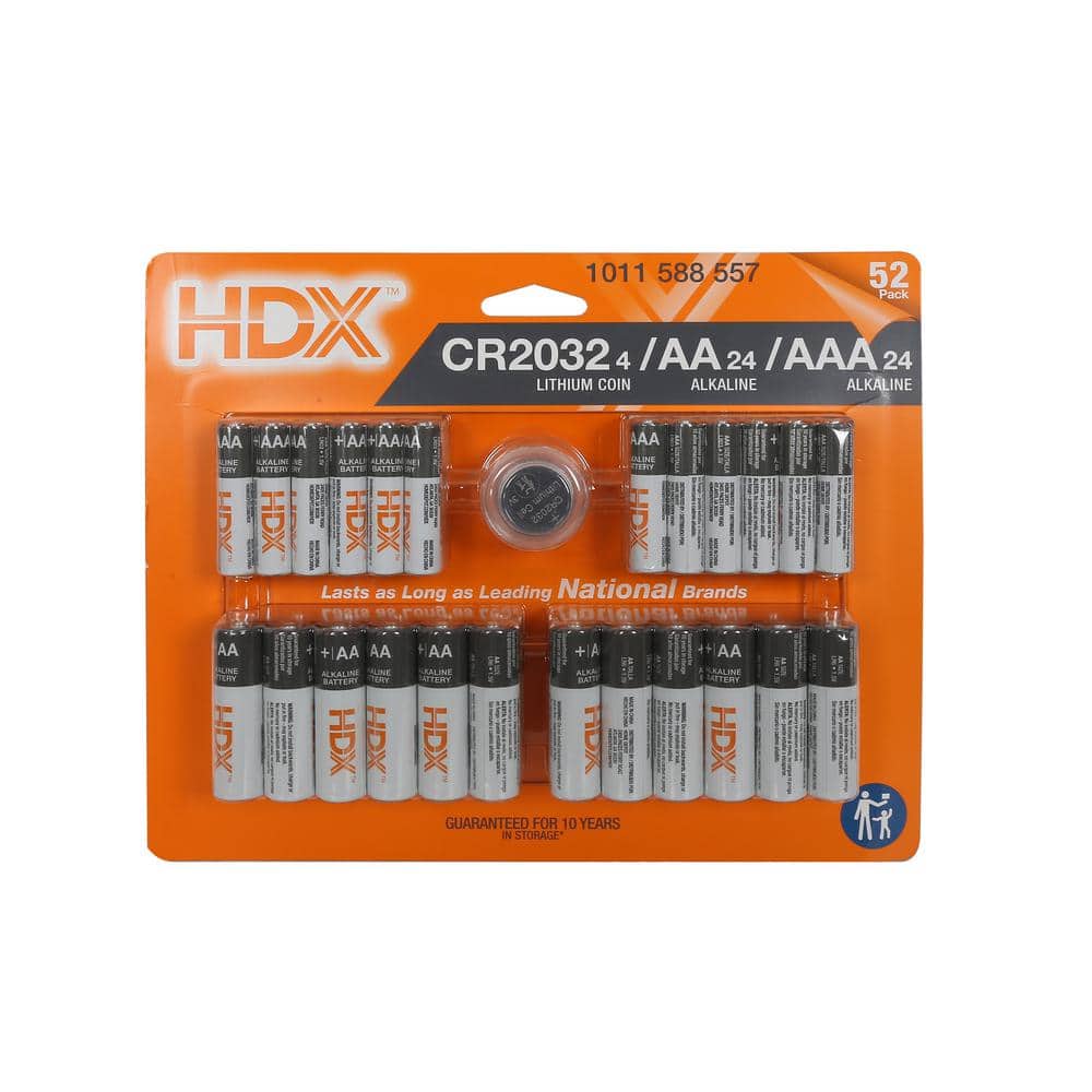 HDX Battery Multipack (AAA 24ct, AA 24ct, and CR2032 4ct)