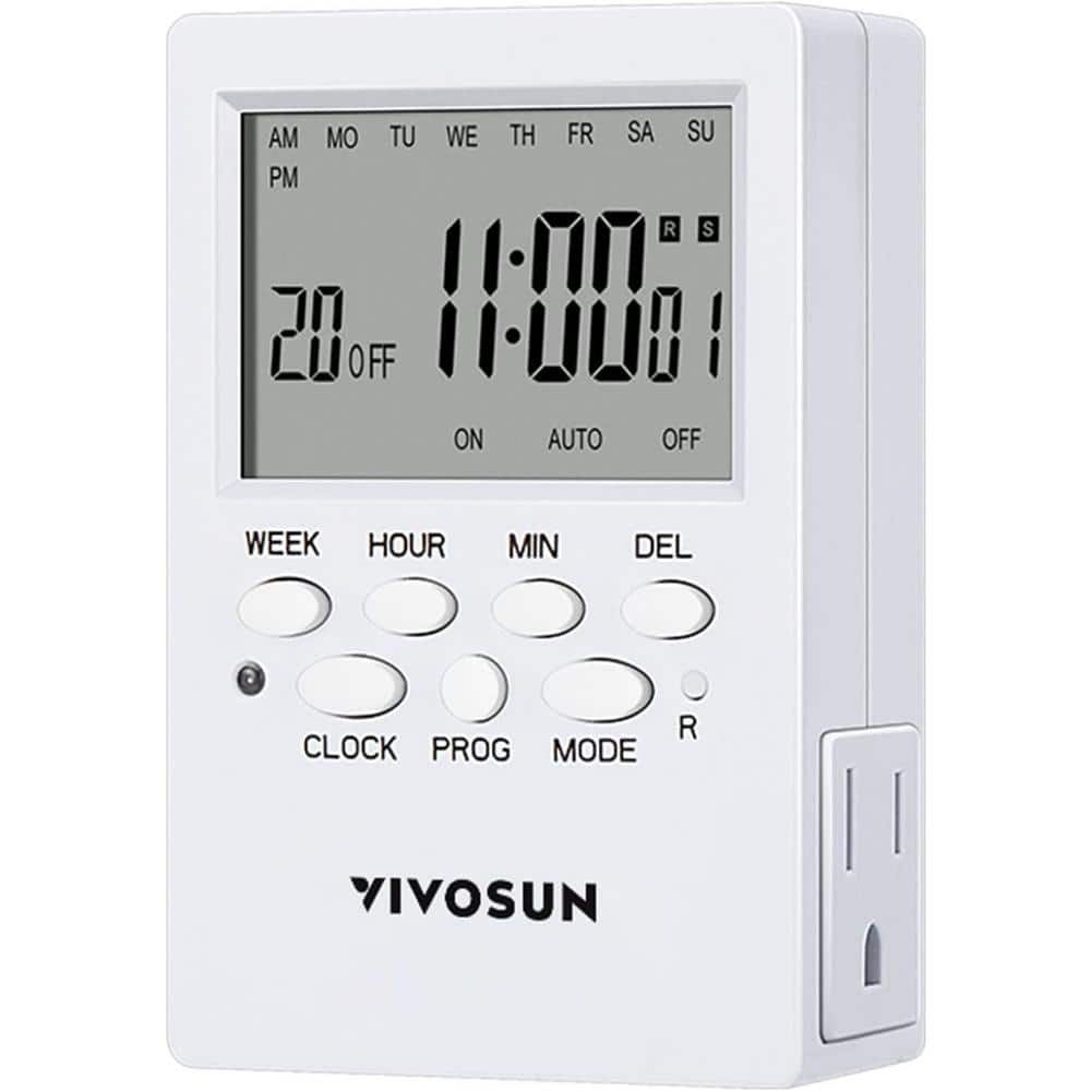 VIVOSUN 7-Day 10080 min Indoor Programmable Plug-in Outlet Digital Timer (1)