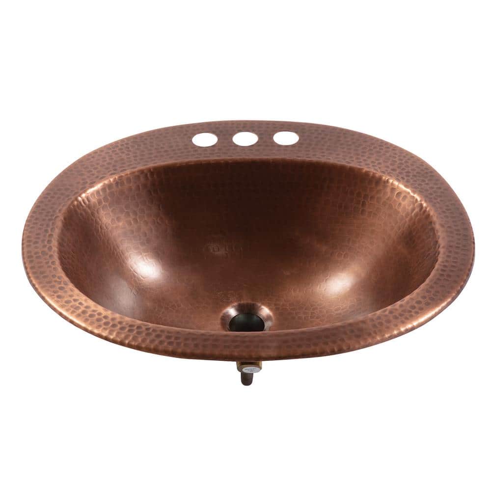 SINKOLOGY Seville 20 in. Drop-In Bathroom Sink in Antique Copper with Copper Care IQ Kit (3)